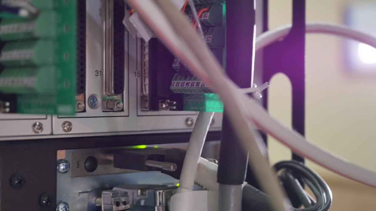 Close-up of Network Equipment Back Panel