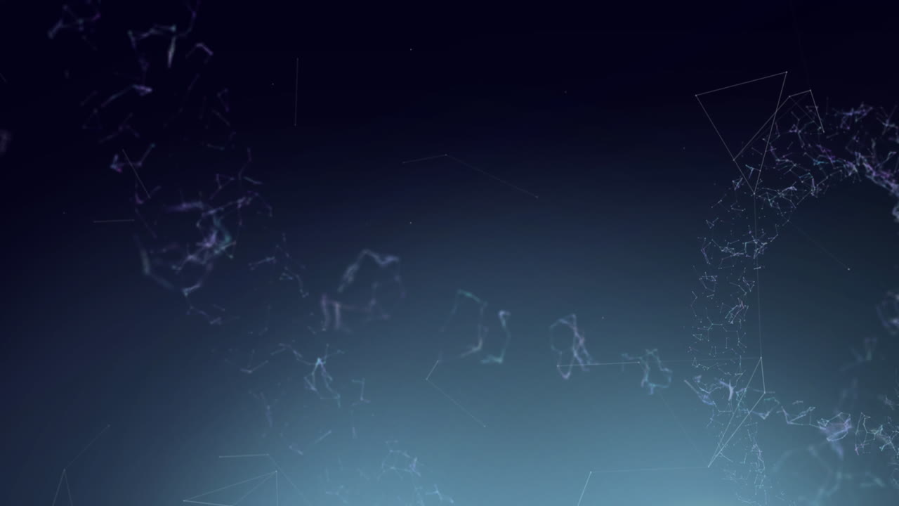Animation of networks of connections and dna structure on blue background