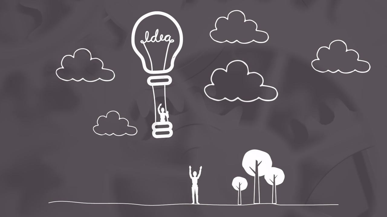 Animation of icons and bulb with idea over brown background with gears