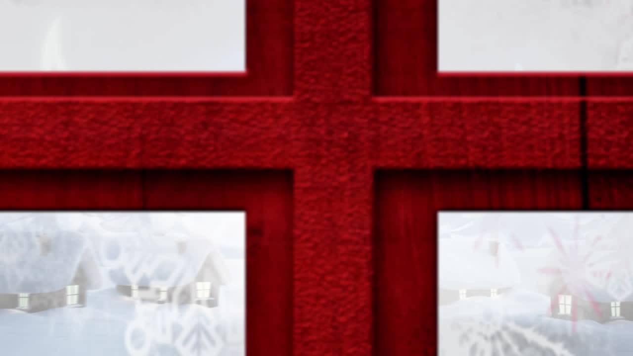 겨울 풍경 위에 메리 크리스마스 텍스트의 애니메이션