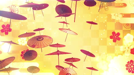 japanese chinese umbrella parasol particle loop animation