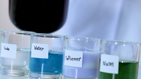 liquid changes color in different solutions