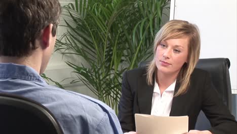 young woman giving a job interview