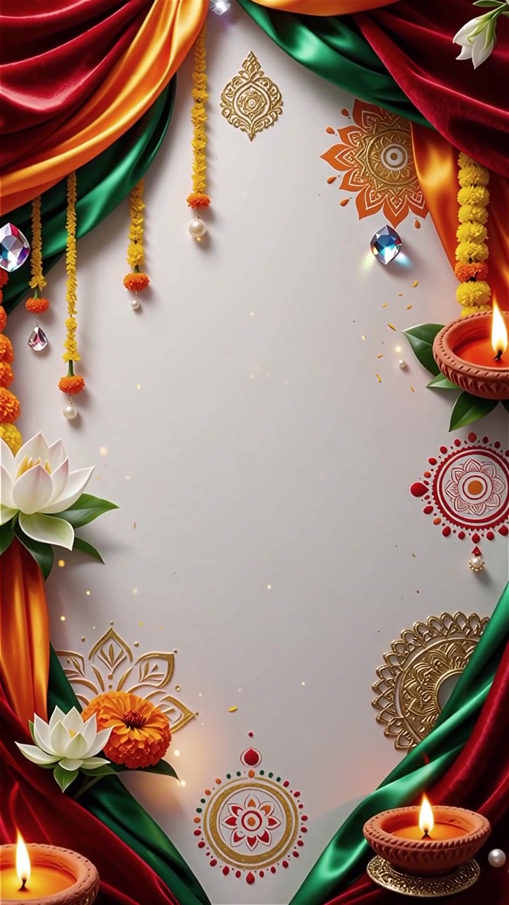 Sfondo del Festival Diwali con lanterne e decorazioni tradizionali Diyas.