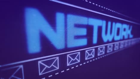 animation of social network text, email icons and data processing