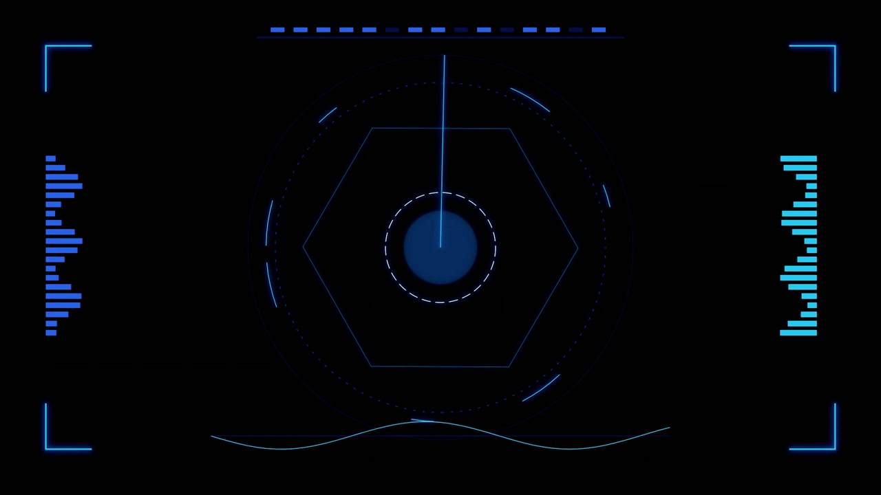 Futuristic Digital Radar Interface Scanning on Black Background