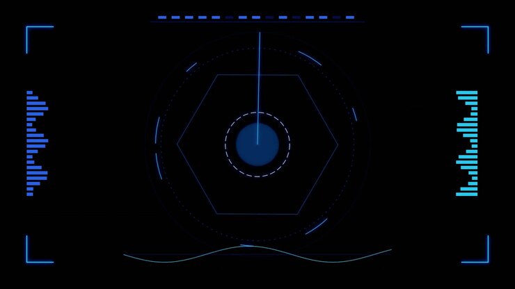 Futuristic Digital Radar Interface Scanning on Black Background