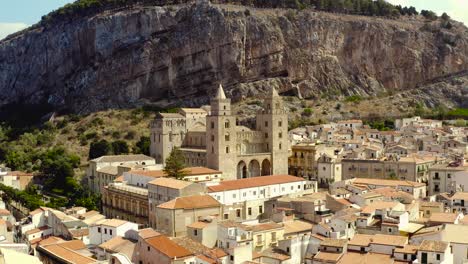 aerial view of a city with a cathedral in italy