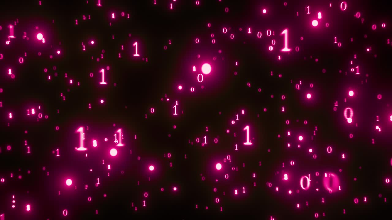 código binario 1 y 0 volando hacia la cámara, fondo ciberespacial brillante