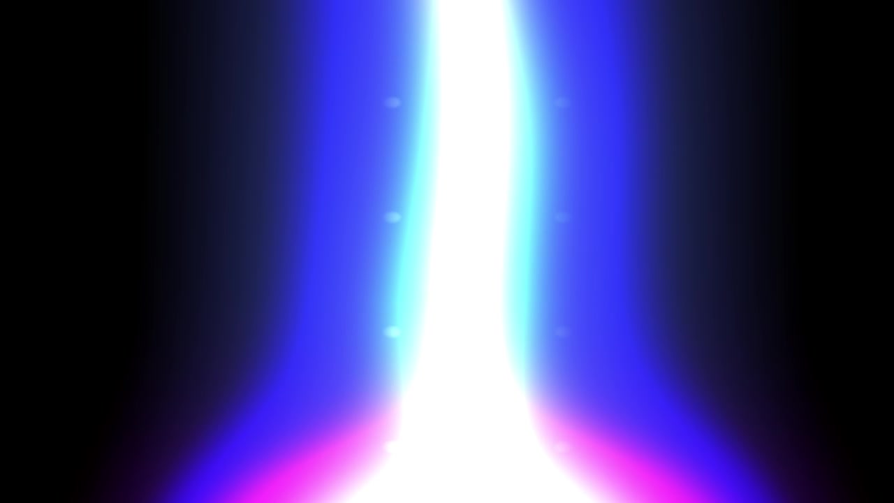 Raggio di energia blu astratto con particelle pulsanti su sfondo nero