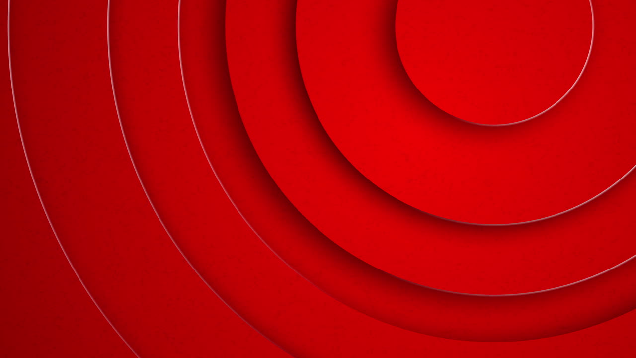3D gradient background. Red paper cut out circle pattern in layers. Loop motion graphic.