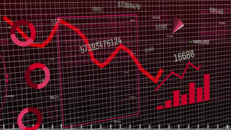 animación del procesamiento de datos financieros en el fondo de la cuadrícula