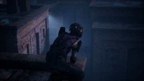mujer al estilo de cyberpunk en el techo