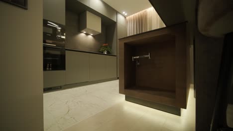 stylish and elegant minimalist home interior featuring clean lines, neutral colors, and warm ambient lighting, creating a cozy and modern atmosphere.