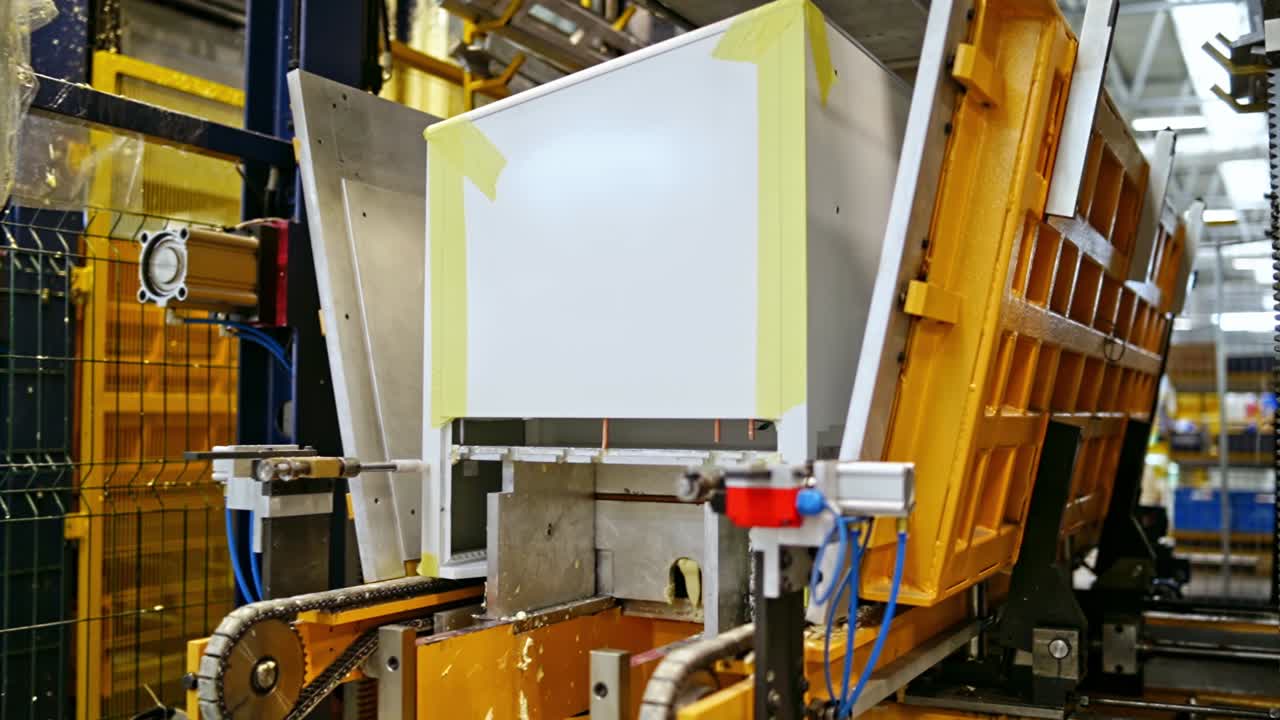 Shot of industrial background. View of production and assembly in factory