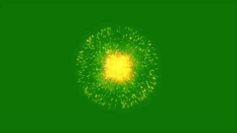 Golden Fireworks on Green Screen