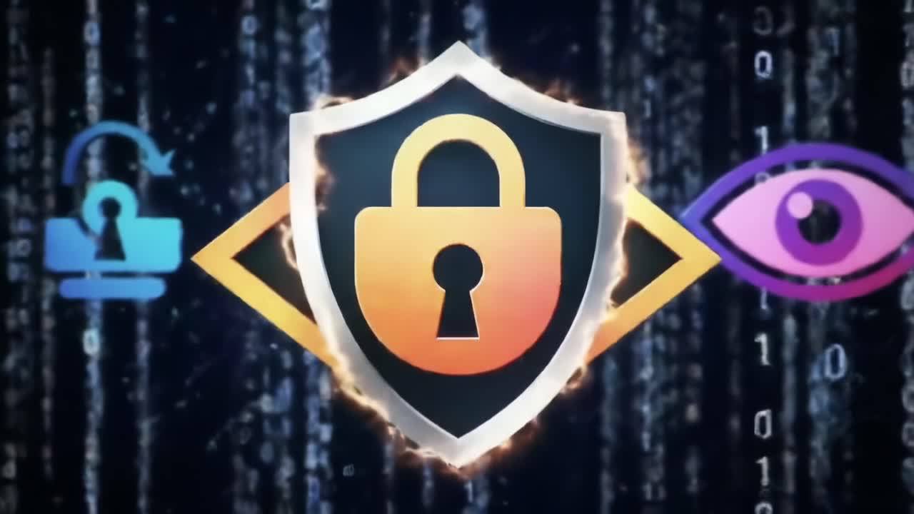Cybersecurity Shield with Lock Icon