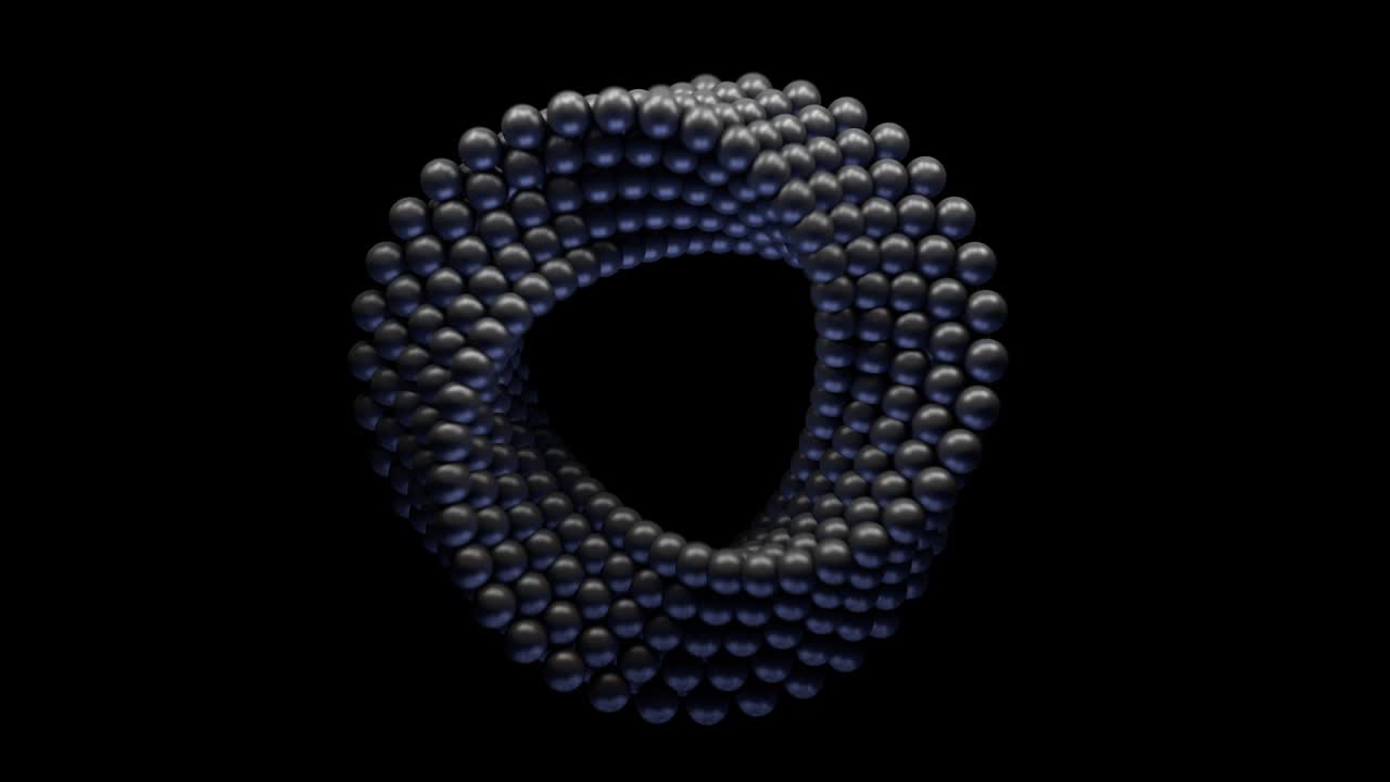 Metal balls in the shape of a triangle. Looped seamless footage for your event, concert, stage design, title, presentation