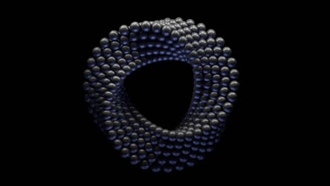 metal balls in the shape of a triangle. looped seamless footage for your event, concert, stage design, title, presentation