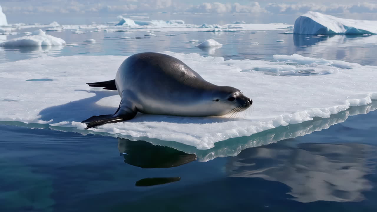 Seal resting on Antarctic Ice