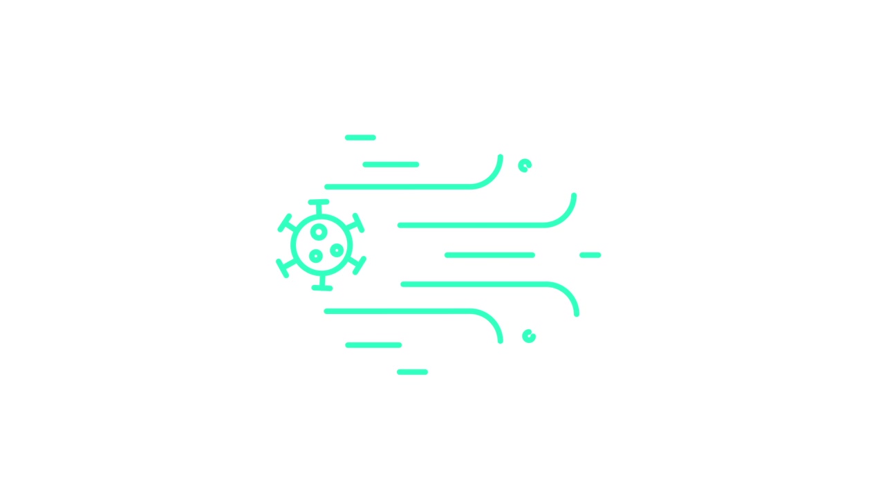 Animated Icon of Virus Being Blown Away by Wind