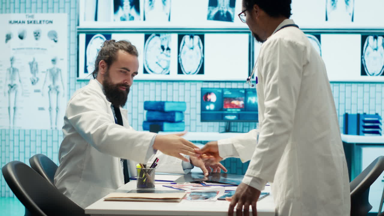 Medical Professionals Discussing X-rays in Office