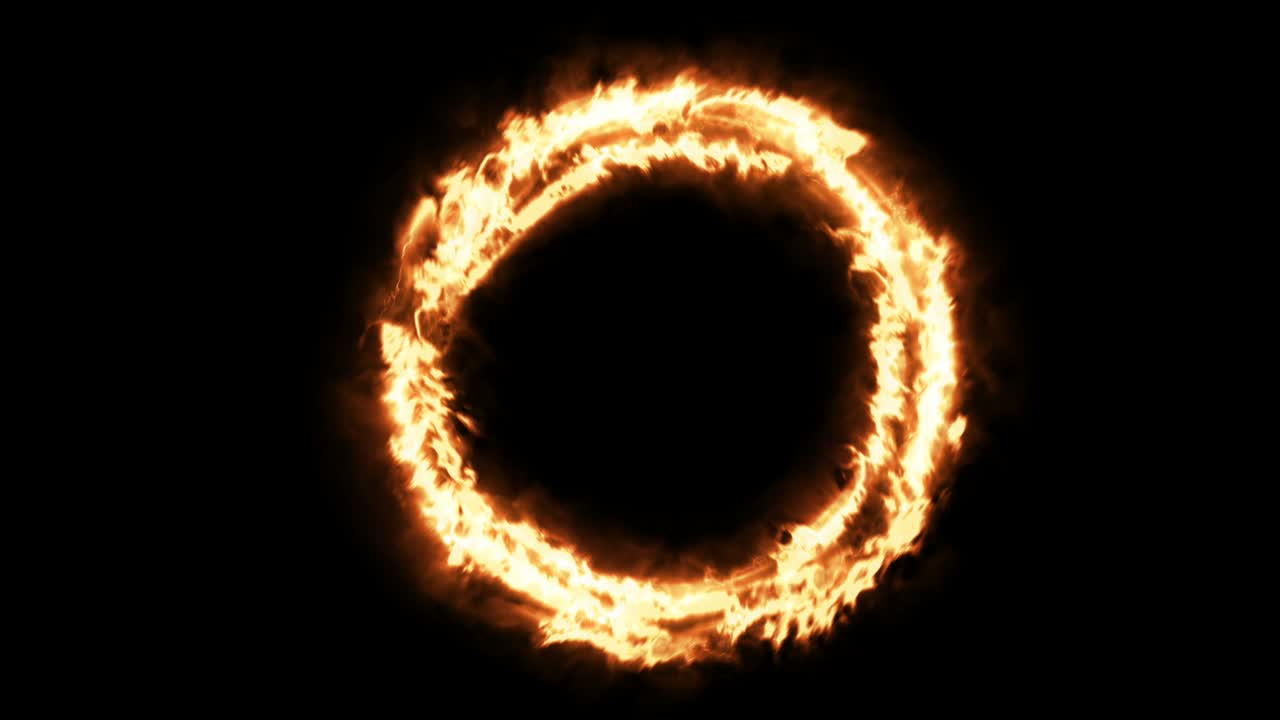 abstract ring of fire on black background.
