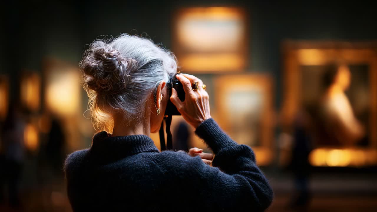 An Enthusiastic Art Enthusiast Captures Stunning Moments in a Gallery, Immersed in the Beauty of Masterpieces While Engaging with Fellow Visitors and Their Shared Passion for Art