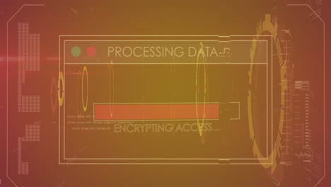 animation of data processing and scope scanning on orange background