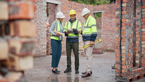 construction workers inspecting building site