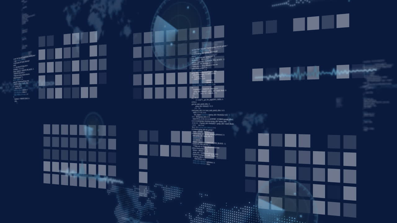 Animation of data processing over digital grid