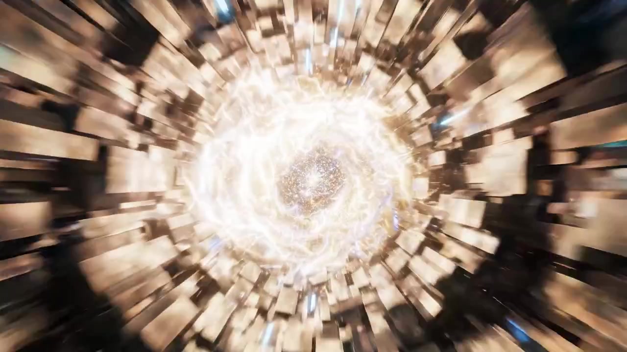 En rejse gennem kosmiske dimensioner: Udforskning af levende lysmønstre og rum-tid-kontinuum i et hypotetisk visuelt møde med universets mysterier.
