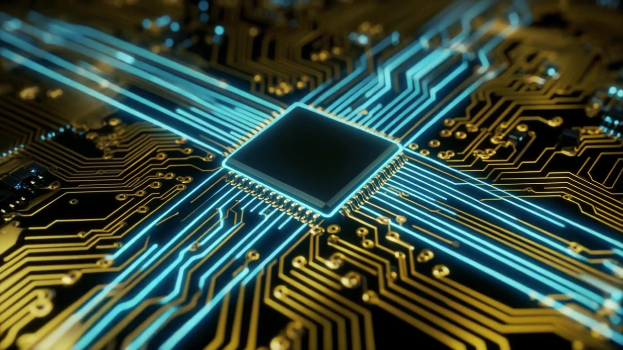 Digital datastrøm gennem en centralprocessor på et kredsløbskort