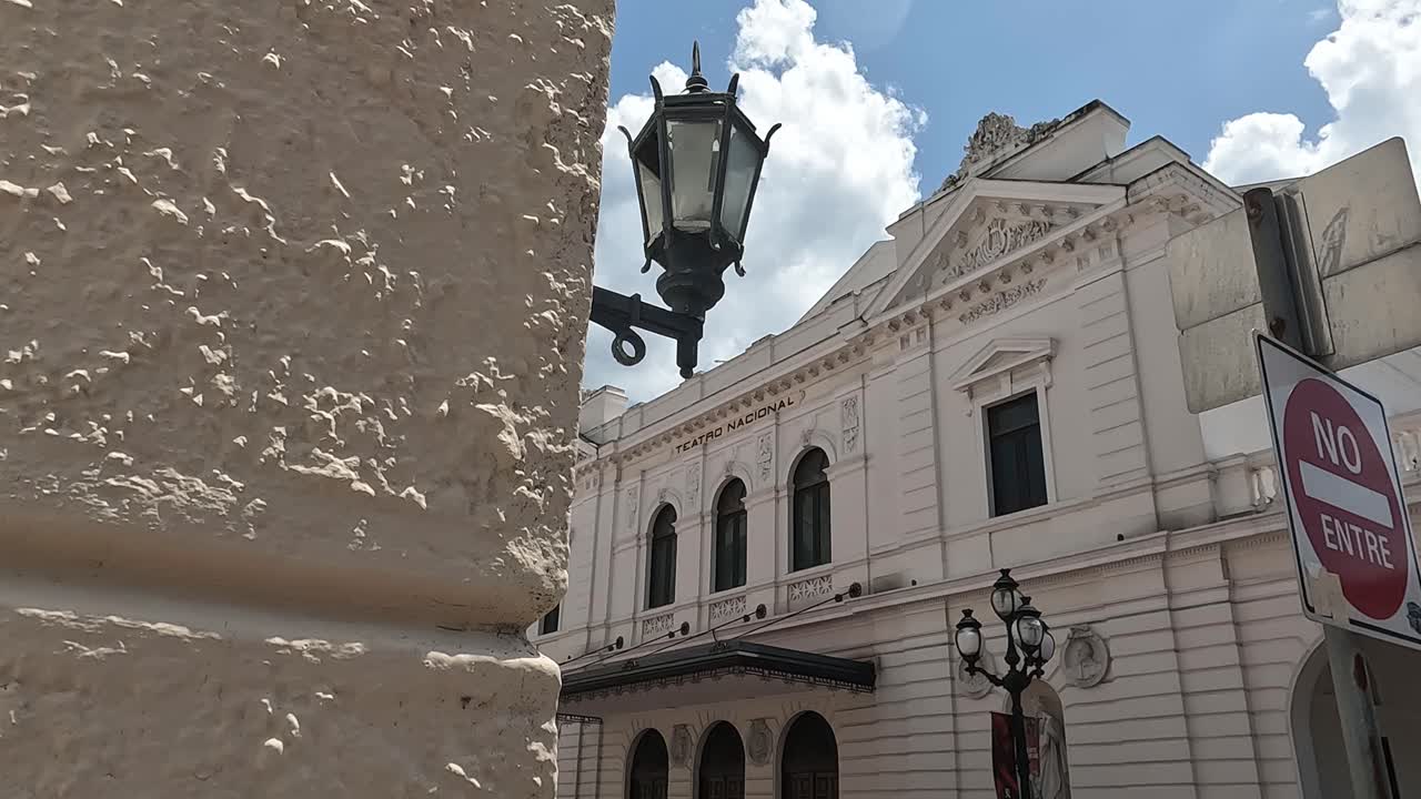National Theater Building in Casco Viejo, Panama City, Revealing Shot