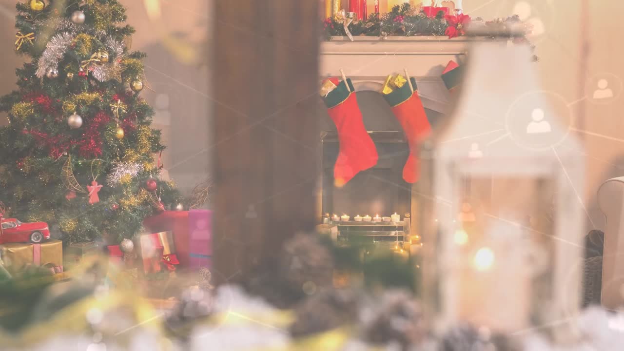 크리스마스에서 장식 된 집을 통해 연결 네트워크의 애니메이션