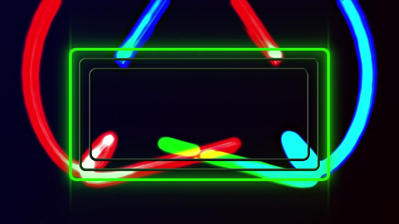 animación de un marco de neón brillante con rastros de luz de neón en el fondo