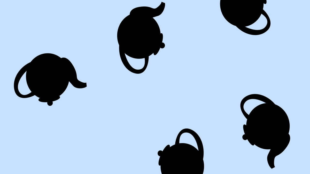 Composition of kettle icons on blue background