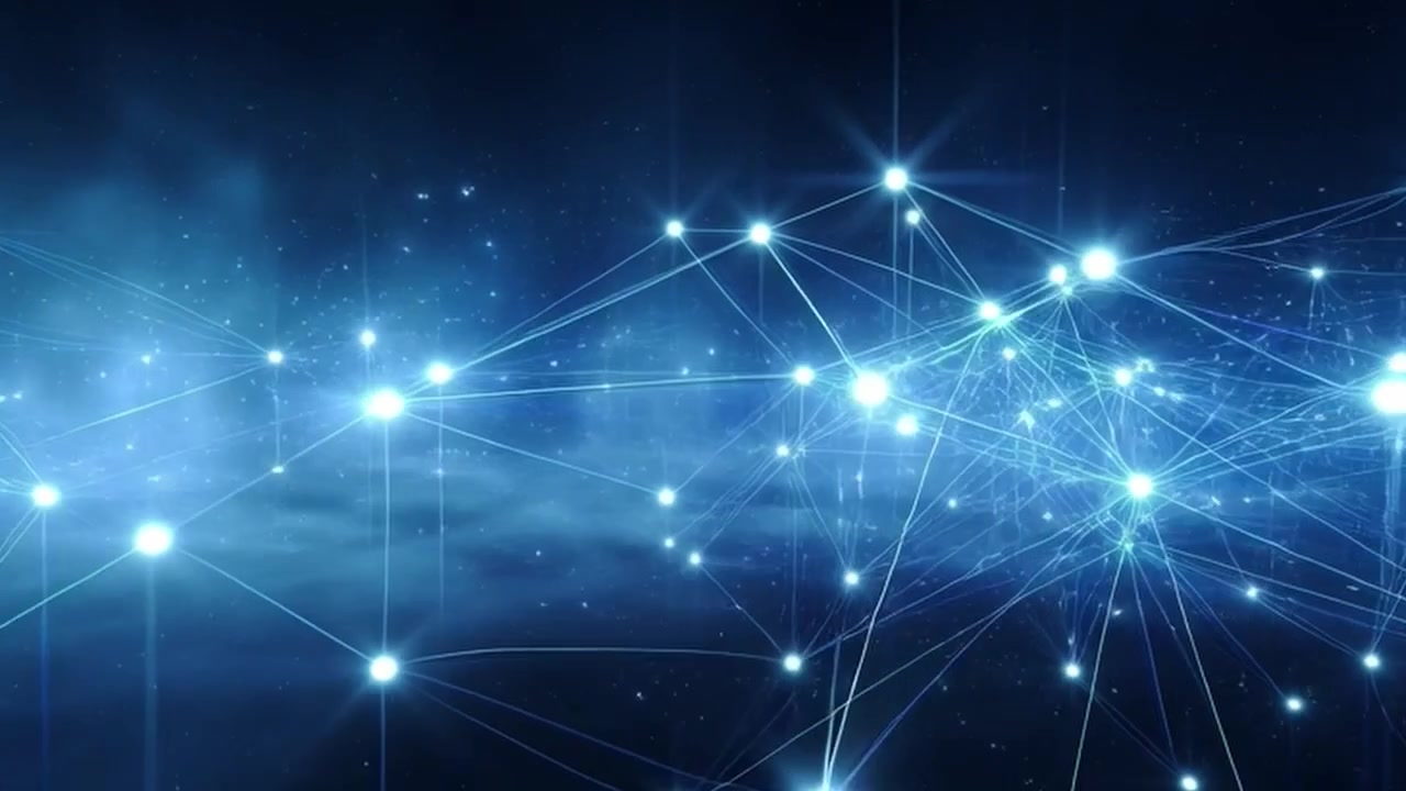 Abstract Digital Network Connection with Glowing Nodes and Lines