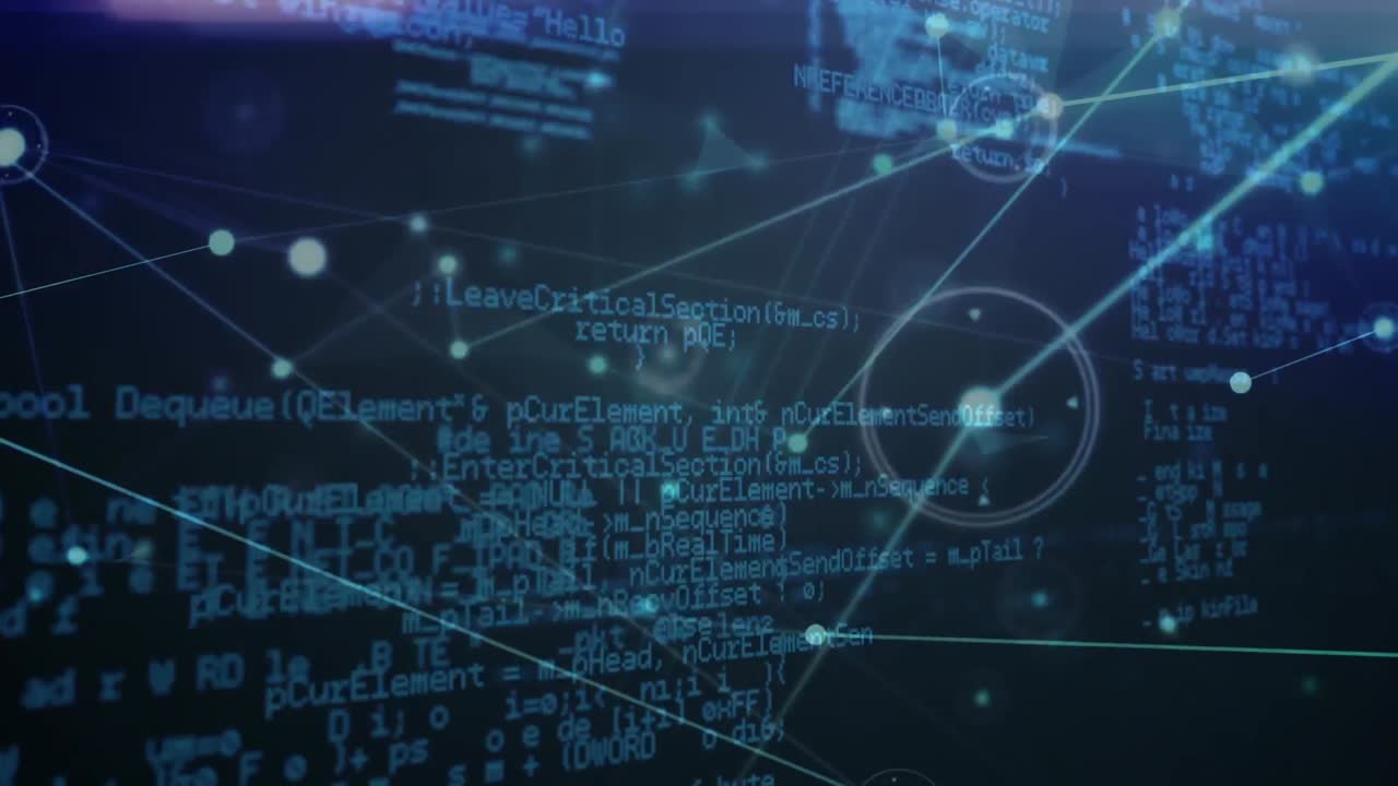 Animation of network of connections and diverse data processing in digital space
