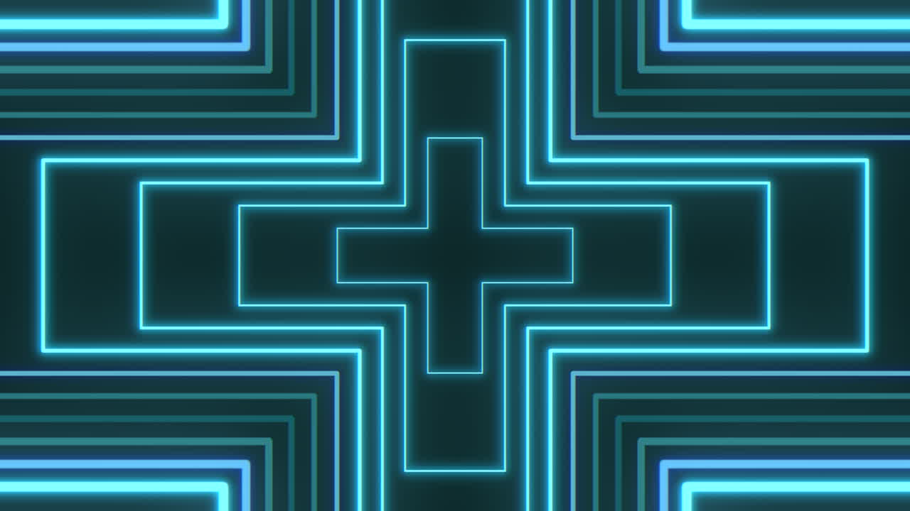 cruces de neón azul en vértigo en gradiente negro
