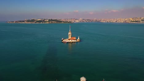 aerial view of maiden's tower also known as leander's tower from istanbul.
