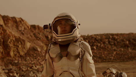 female astronaut on mars