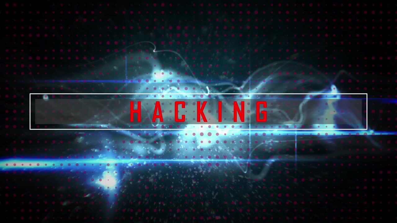 Animation of cyber attack warning text over data processing