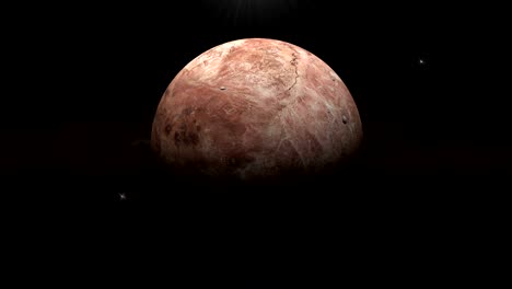 hacer un planeta enano girando en su propia órbita en el espacio exterior. bucle