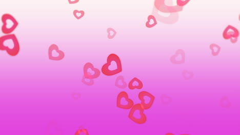 gradiente rosado y púrpura vibrante con corazones rojos dispersos
