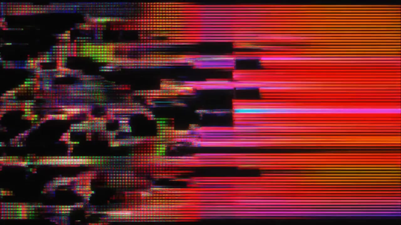 Digital Glitch Effect with Colorful Horizontal Lines and Noise