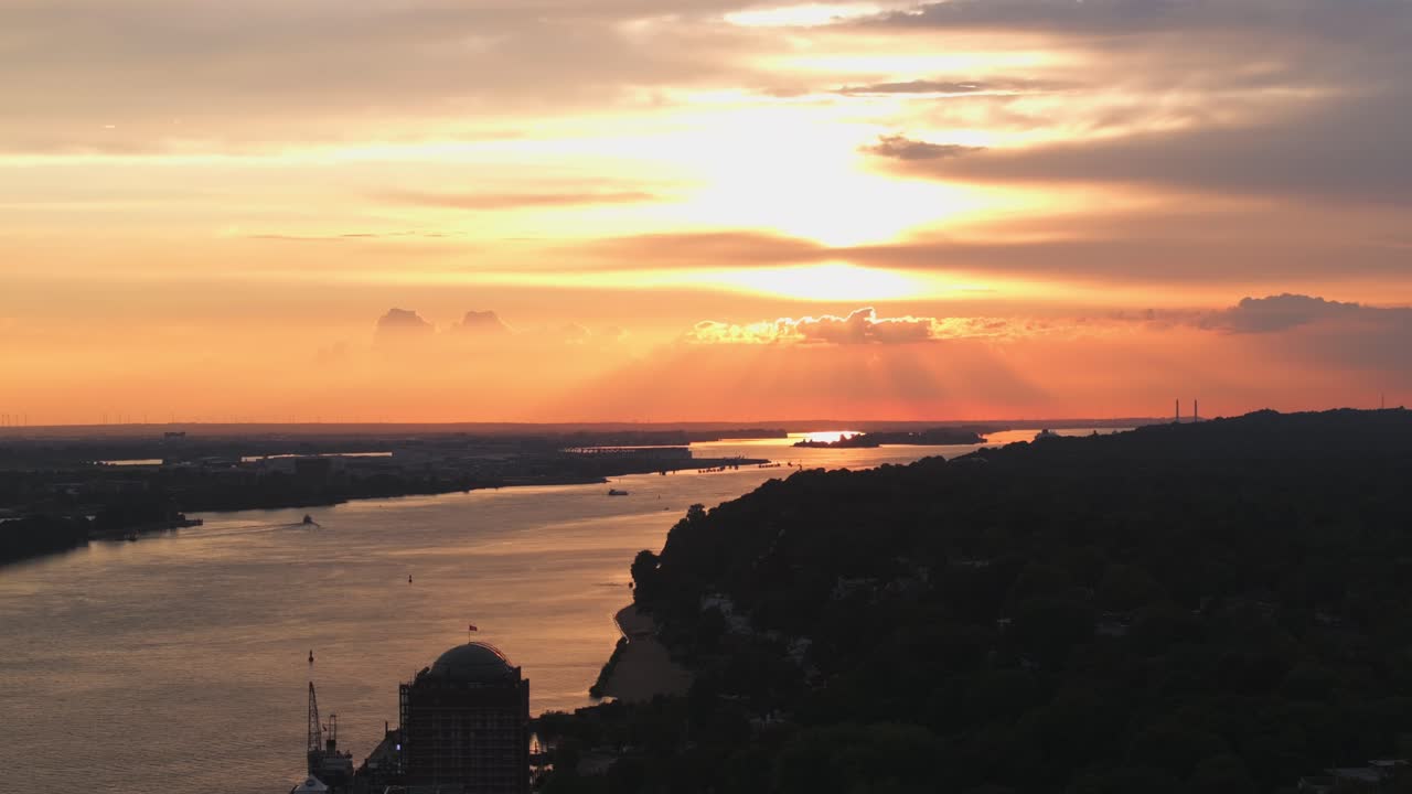 Hamburg Harbour Sunset with golden skies
