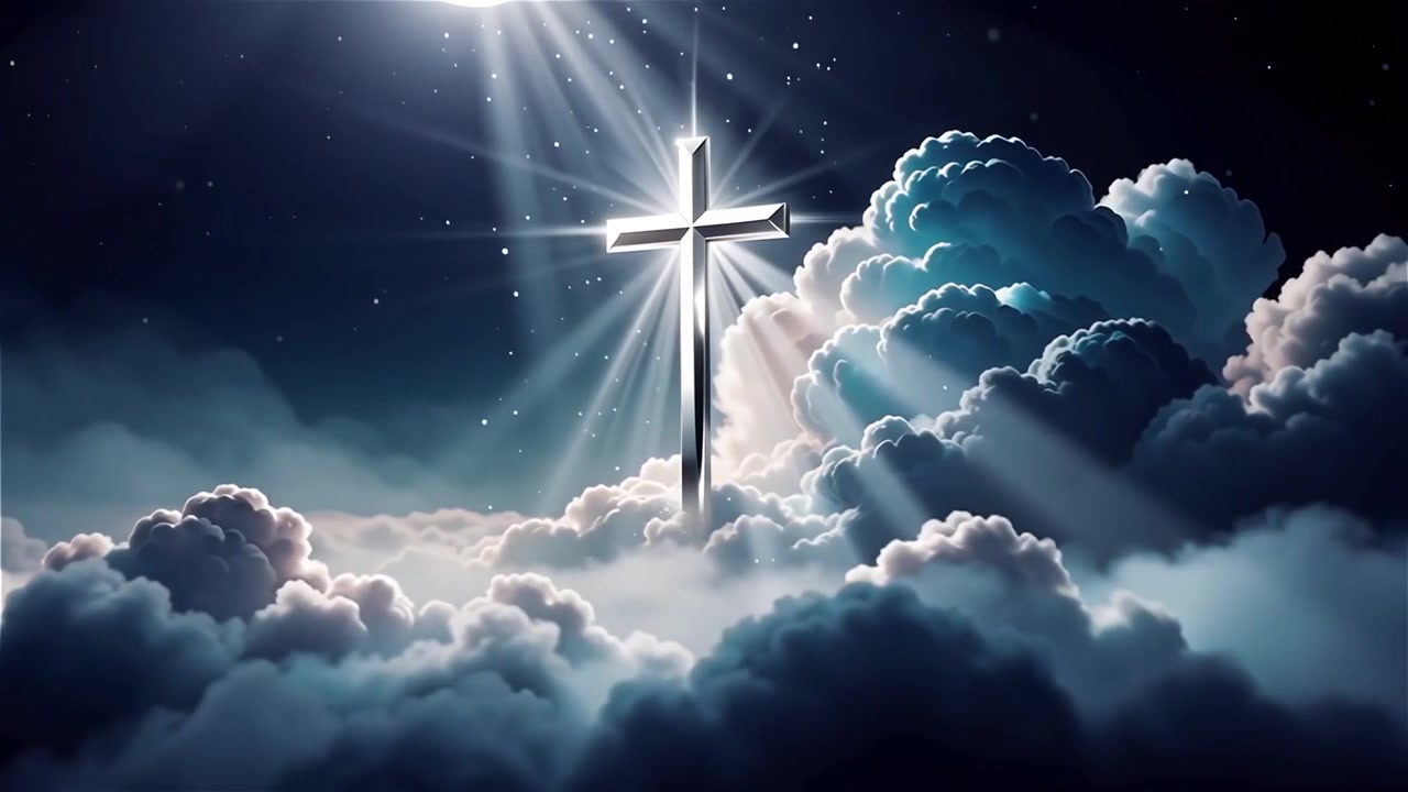 Christian Cross Heavenly Light Worship Background