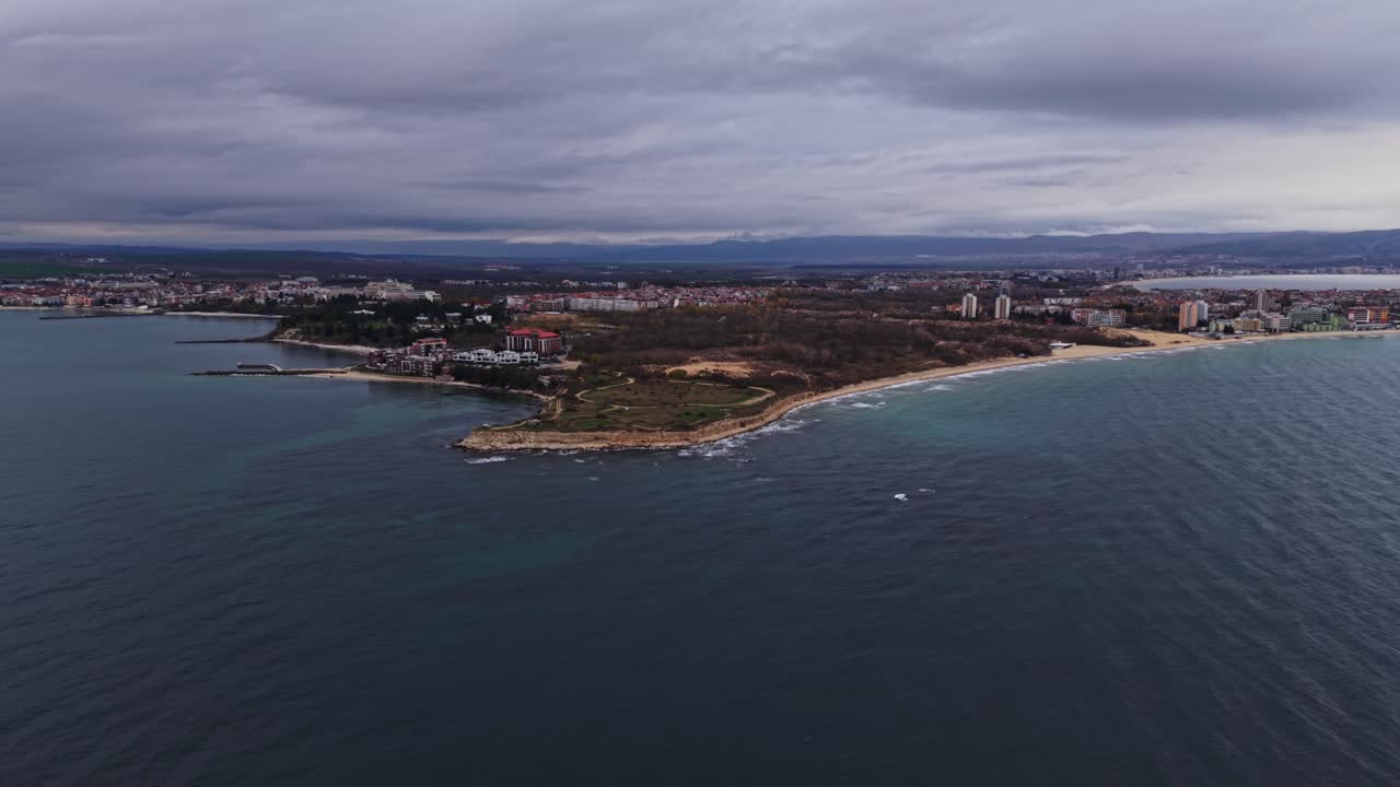 Drone view of coastal landscape in Bulgaria revealing serene beauty