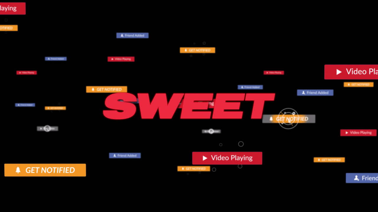 검은색 바탕에 달한 텍스트와 소셜 미디어 데이터 처리의 애니메이션